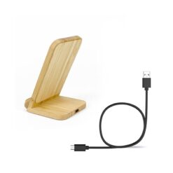 Giá đỡ điện thoại kèm sạc không dây bằng tre