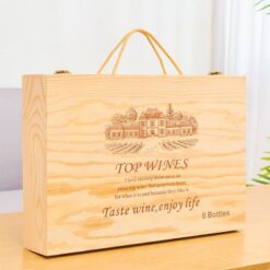 Hộp rượu 6 chai bằng gỗ nằm ngang 9 hop ruou 6 chai bang go nam ngang 390