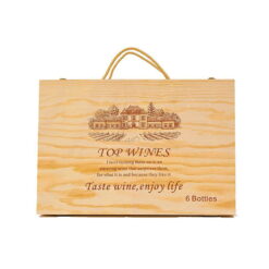 Hộp rượu 6 chai bằng gỗ nằm ngang