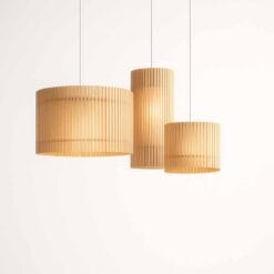 Đèn thả gỗ hình trụ